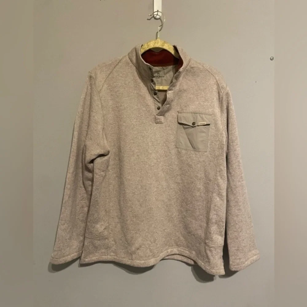 Woolrich size Large Men’s Beige 1/4‎ Button Mock Neck Pullover Sweater